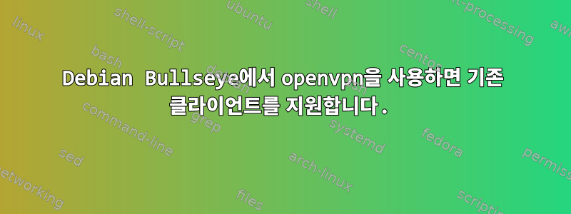 Debian Bullseye에서 openvpn을 사용하면 기존 클라이언트를 지원합니다.