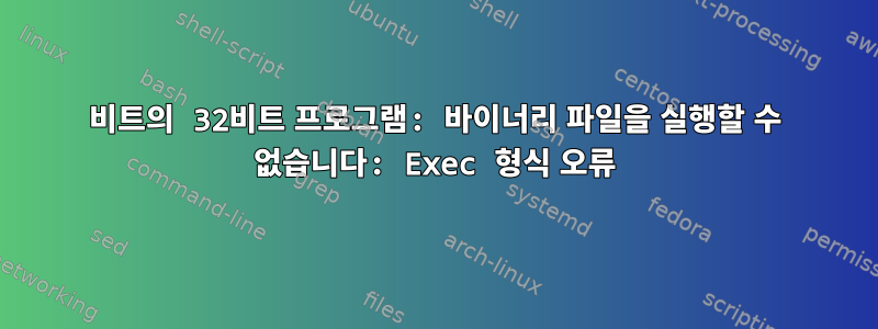 64비트의 32비트 프로그램: 바이너리 파일을 실행할 수 없습니다: Exec 형식 오류