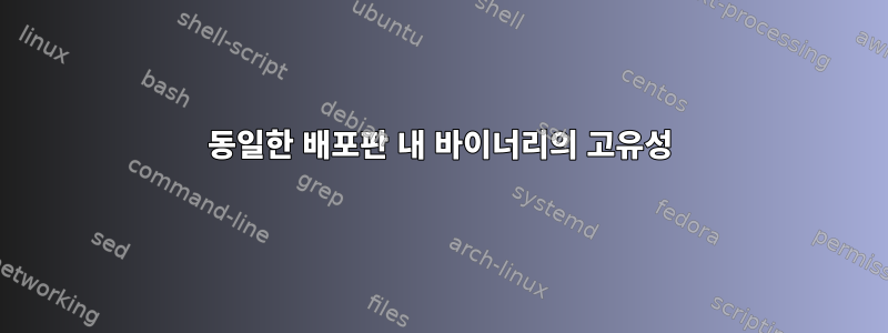 동일한 배포판 내 바이너리의 고유성