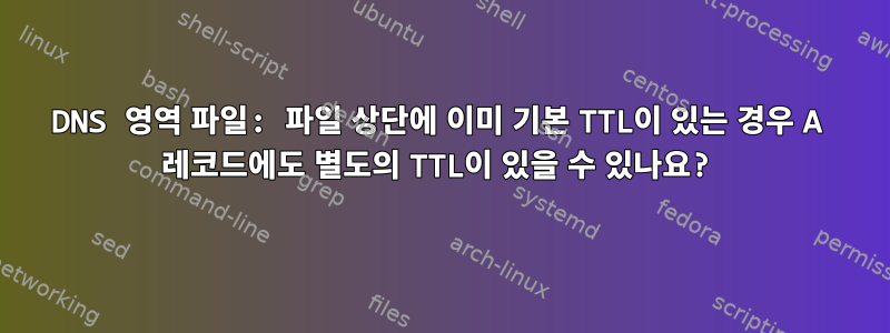 DNS 영역 파일: 파일 상단에 이미 기본 TTL이 있는 경우 A 레코드에도 별도의 TTL이 있을 수 있나요?