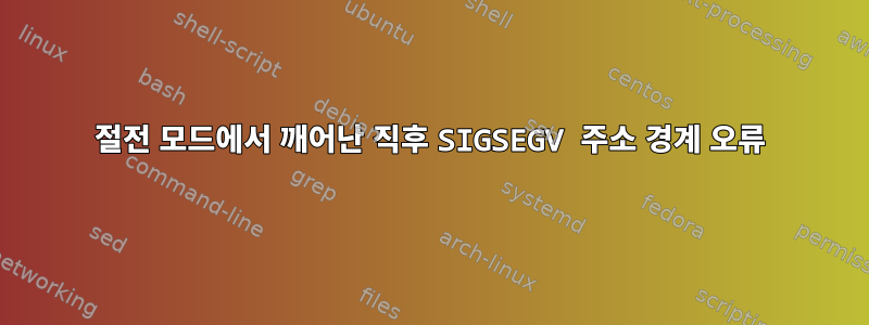 절전 모드에서 깨어난 직후 SIGSEGV 주소 경계 오류