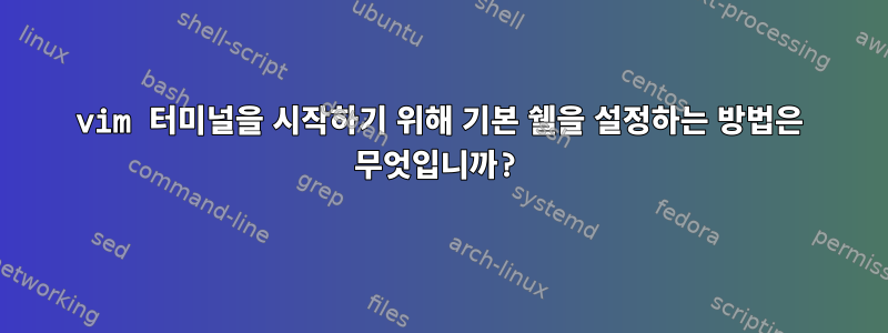 vim 터미널을 시작하기 위해 기본 쉘을 설정하는 방법은 무엇입니까?