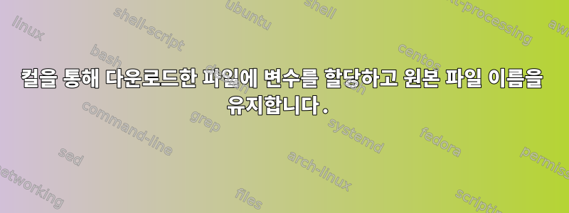 컬을 통해 다운로드한 파일에 변수를 할당하고 원본 파일 이름을 유지합니다.