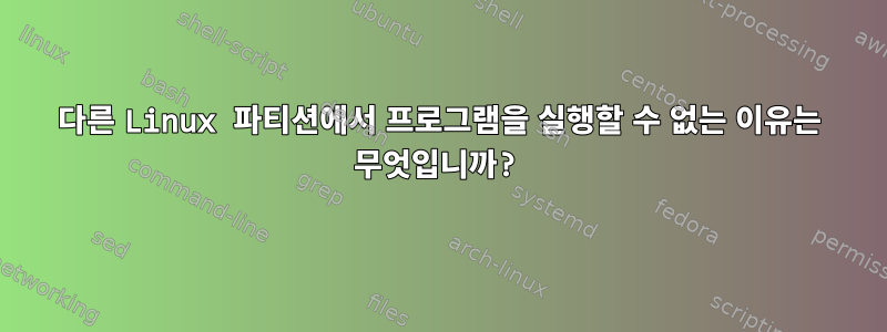 다른 Linux 파티션에서 프로그램을 실행할 수 없는 이유는 무엇입니까?