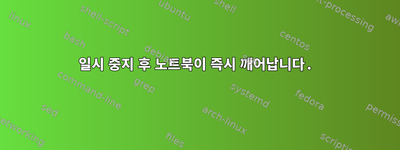 일시 중지 후 노트북이 즉시 깨어납니다.