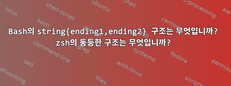 Bash의 string{ending1,ending2} 구조는 무엇입니까? zsh의 동등한 구조는 무엇입니까?