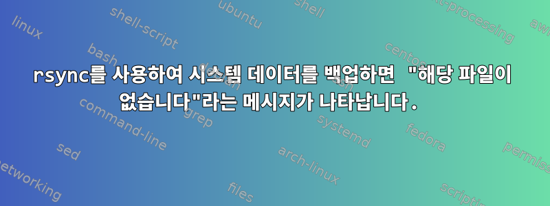 rsync를 사용하여 시스템 데이터를 백업하면 "해당 파일이 없습니다"라는 메시지가 나타납니다.