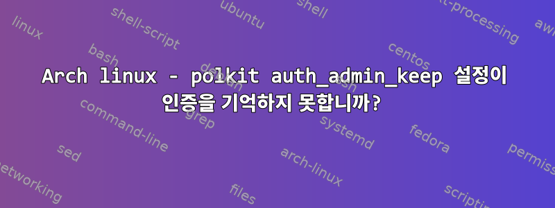 Arch linux - polkit auth_admin_keep 설정이 인증을 기억하지 못합니까?