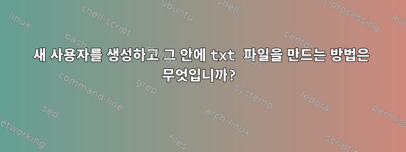 새 사용자를 생성하고 그 안에 txt 파일을 만드는 방법은 무엇입니까?