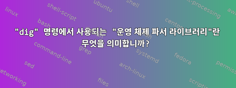 "dig" 명령에서 사용되는 "운영 체제 파서 라이브러리"란 무엇을 의미합니까?