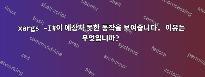 xargs -I#이 예상치 못한 동작을 보여줍니다. 이유는 무엇입니까?