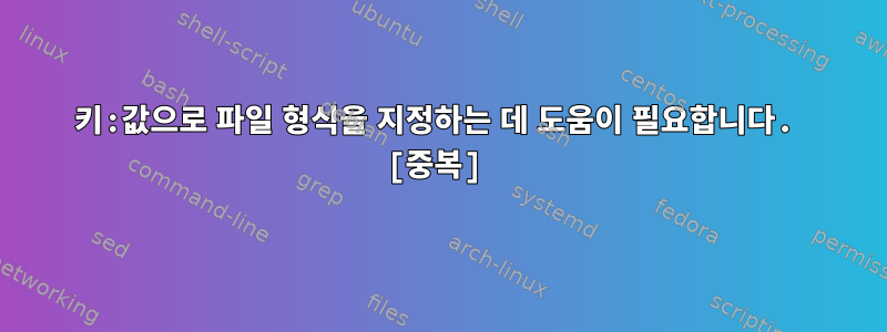 키:값으로 파일 형식을 지정하는 데 도움이 필요합니다. [중복]