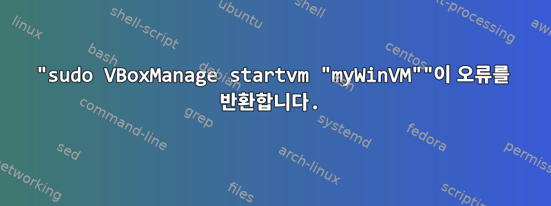 "sudo VBoxManage startvm "myWinVM""이 오류를 반환합니다.