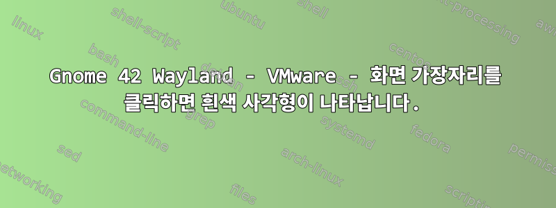 Gnome 42 Wayland - VMware - 화면 가장자리를 클릭하면 흰색 사각형이 나타납니다.