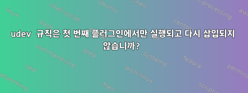 udev 규칙은 첫 번째 플러그인에서만 실행되고 다시 삽입되지 않습니까?