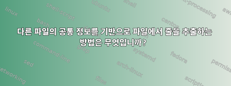 다른 파일의 공통 정보를 기반으로 파일에서 줄을 추출하는 방법은 무엇입니까?