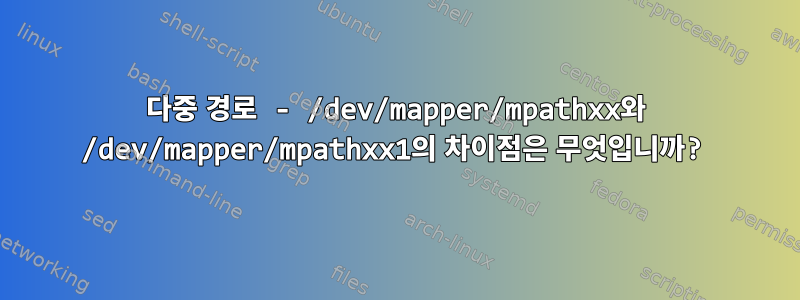 다중 경로 - /dev/mapper/mpathxx와 /dev/mapper/mpathxx1의 차이점은 무엇입니까?