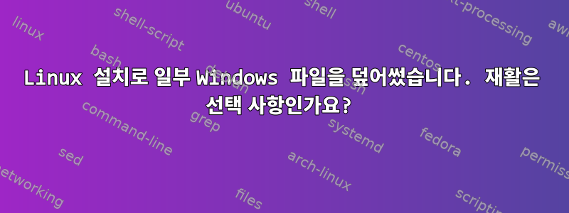 Linux 설치로 일부 Windows 파일을 덮어썼습니다. 재활은 선택 사항인가요?