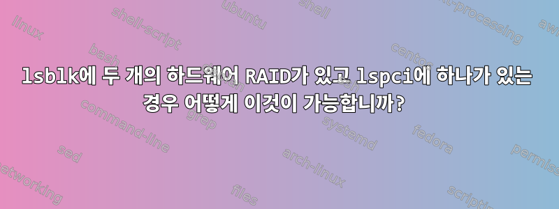 lsblk에 두 개의 하드웨어 RAID가 있고 lspci에 하나가 있는 경우 어떻게 이것이 가능합니까?