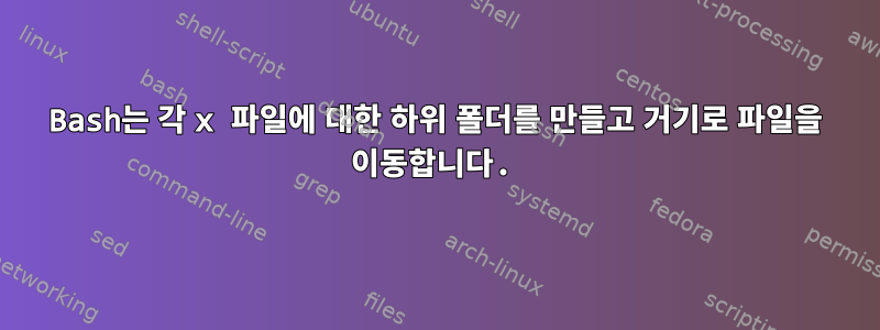 Bash는 각 x 파일에 대한 하위 폴더를 만들고 거기로 파일을 이동합니다.