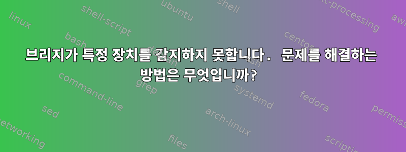 브리지가 특정 장치를 감지하지 못합니다. 문제를 해결하는 방법은 무엇입니까?