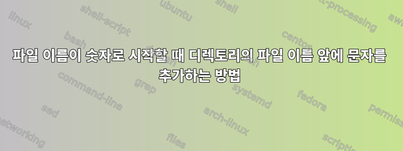 파일 이름이 숫자로 시작할 때 디렉토리의 파일 이름 앞에 문자를 추가하는 방법