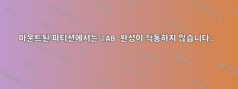 마운트된 파티션에서는 TAB 완성이 작동하지 않습니다.