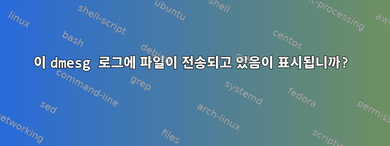 이 dmesg 로그에 파일이 전송되고 있음이 표시됩니까?