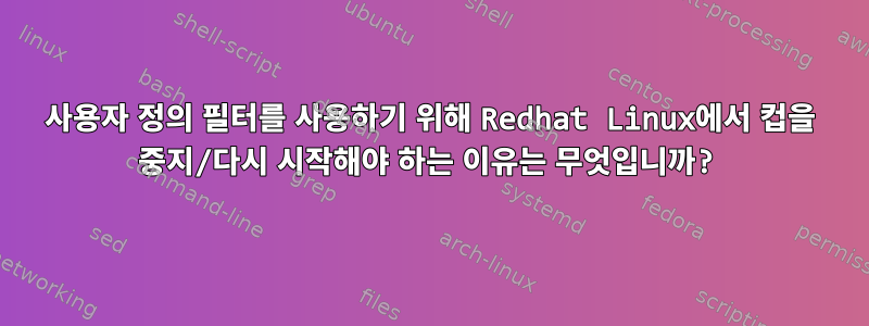 사용자 정의 필터를 사용하기 위해 Redhat Linux에서 컵을 중지/다시 시작해야 하는 이유는 무엇입니까?