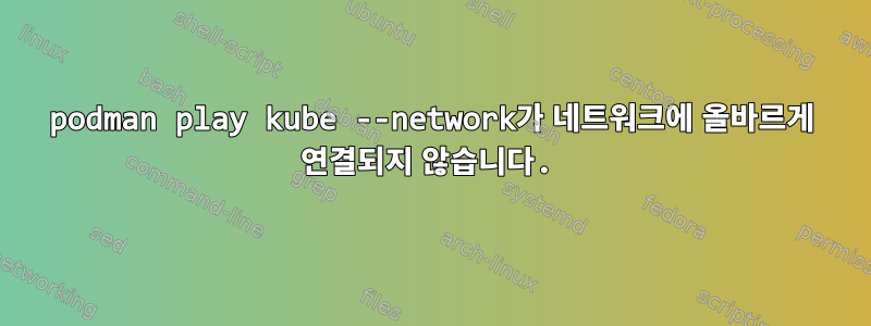 podman play kube --network가 네트워크에 올바르게 연결되지 않습니다.