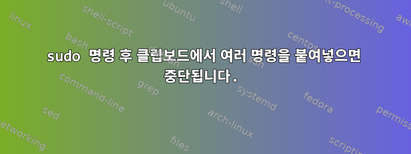 sudo 명령 후 클립보드에서 여러 명령을 붙여넣으면 중단됩니다.