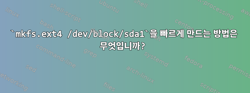 `mkfs.ext4 /dev/block/sda1`을 빠르게 만드는 방법은 무엇입니까?