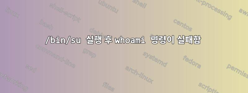 /bin/su 실행 후 whoami 명령이 실패함