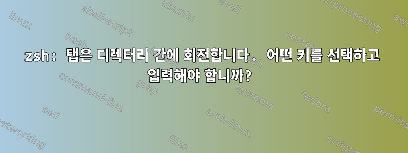 zsh: 탭은 디렉터리 간에 회전합니다. 어떤 키를 선택하고 입력해야 합니까?