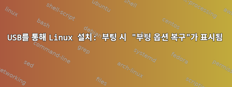 USB를 통해 Linux 설치: 부팅 시 "부팅 옵션 복구"가 표시됨