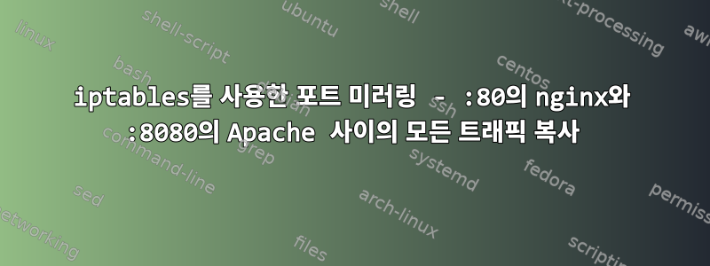 iptables를 사용한 포트 미러링 - :80의 nginx와 :8080의 Apache 사이의 모든 트래픽 복사