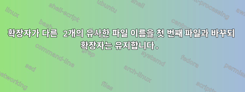 확장자가 다른 2개의 유사한 파일 이름을 첫 번째 파일과 바꾸되 확장자는 유지합니다.