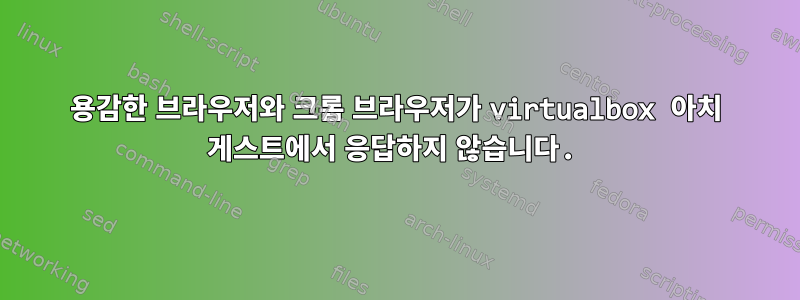 용감한 브라우저와 크롬 브라우저가 virtualbox 아치 게스트에서 응답하지 않습니다.