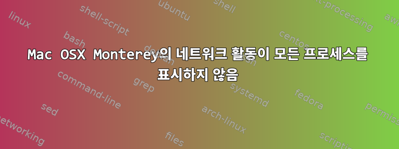 Mac OSX Monterey의 네트워크 활동이 모든 프로세스를 표시하지 않음