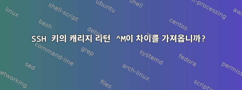 SSH 키의 캐리지 리턴 ^M이 차이를 가져옵니까?