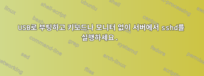 USB로 부팅하고 키보드나 모니터 없이 서버에서 sshd를 실행하세요.