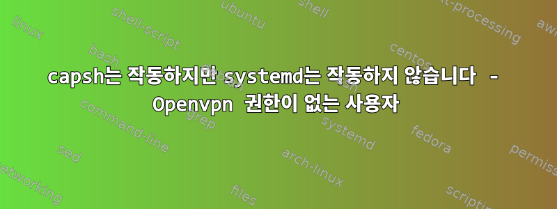 capsh는 작동하지만 systemd는 작동하지 않습니다 - Openvpn 권한이 없는 사용자