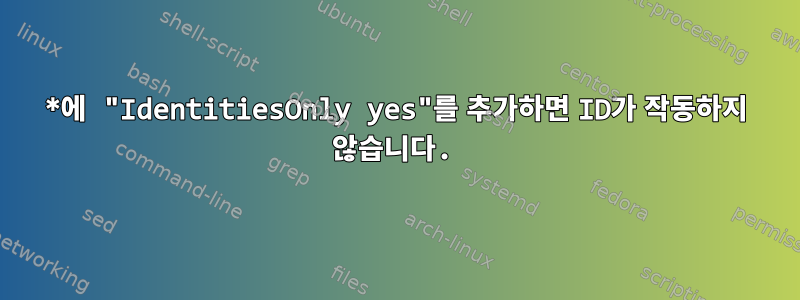 *에 "IdentitiesOnly yes"를 추가하면 ID가 작동하지 않습니다.