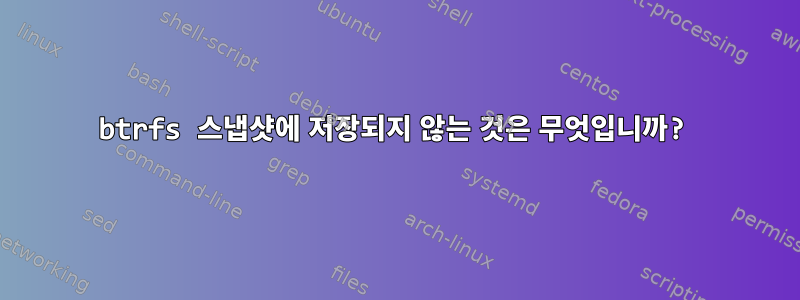 btrfs 스냅샷에 저장되지 않는 것은 무엇입니까?