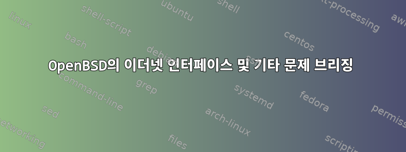 OpenBSD의 이더넷 인터페이스 및 기타 문제 브리징