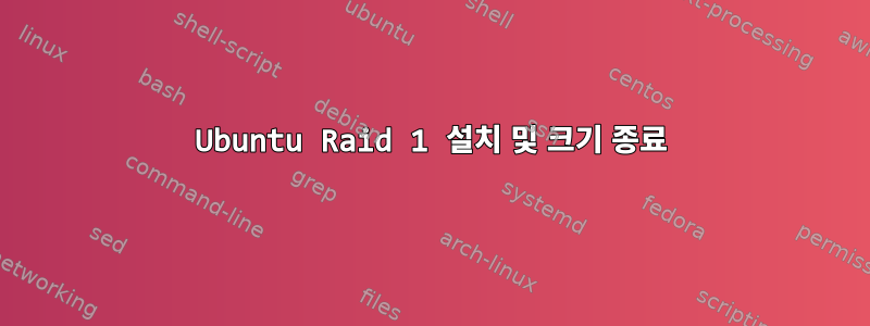 Ubuntu Raid 1 설치 및 크기 종료