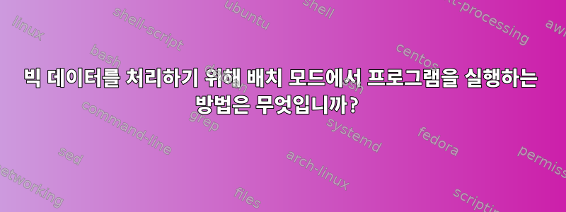 빅 데이터를 처리하기 위해 배치 모드에서 프로그램을 실행하는 방법은 무엇입니까?