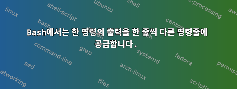 Bash에서는 한 명령의 출력을 한 줄씩 다른 명령줄에 공급합니다.