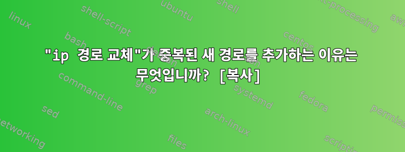 "ip 경로 교체"가 중복된 새 경로를 추가하는 이유는 무엇입니까? [복사]