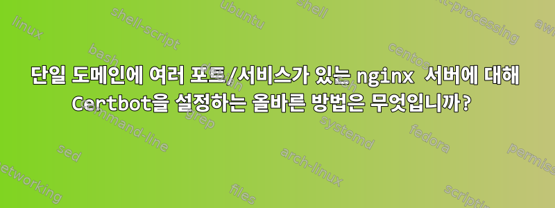 단일 도메인에 여러 포트/서비스가 있는 nginx 서버에 대해 Certbot을 설정하는 올바른 방법은 무엇입니까?